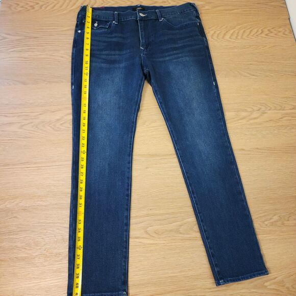 True Religion Rocco Jeans Mens 38x32 SN Flap Relaxed Skinny Dark Scorched Wash - Picture 7 of 16